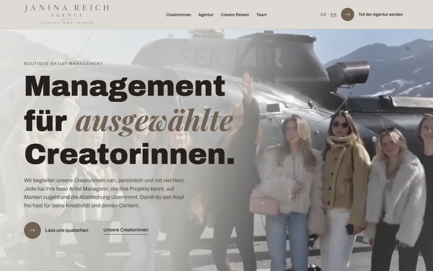 Startseite der Janina Reich Agency