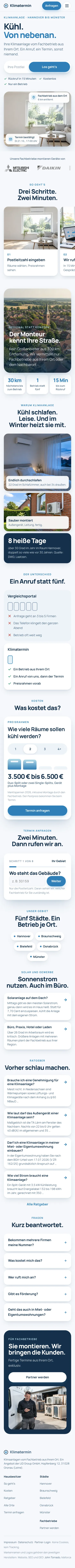 Die ganze Startseite von Klimatermin auf dem Handy